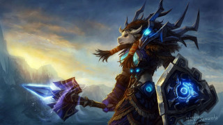 Warcraft character sword shield mountain - a character free wallpaper for desktop