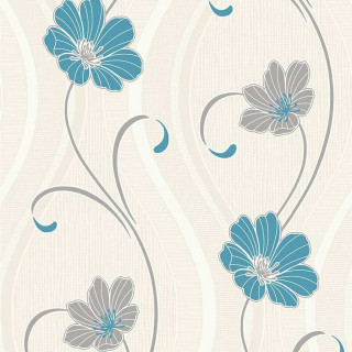 Blue gray flower wallpaper swirls - art and crafts movement free wallpaper