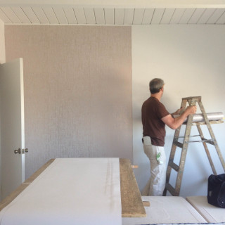 Man painting wall ladder bedroom - free architecture wallpaper for tablet