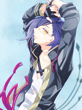 Purple hair anime character blurry - holding free wallpaper for mobile