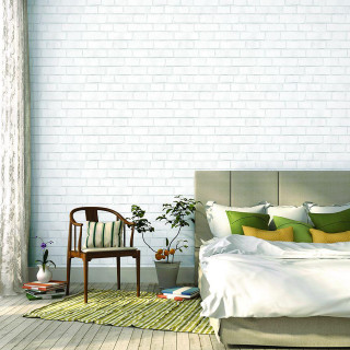 Bedroom bed with comfortable bedding - a window free wallpaper for tablet