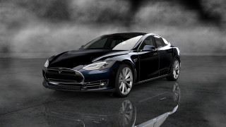 Black white tesla dark room - reflective free wallpaper