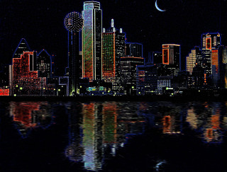 City skyline full moon water 6 - the water below free wallpaper