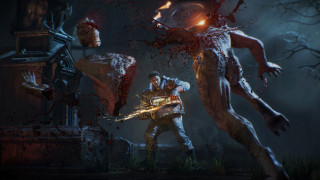 Zombies attacking man dark forest - a flashlight free wallpaper