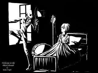 Black white drawing man woman - a skeleton free wallpaper for desktop