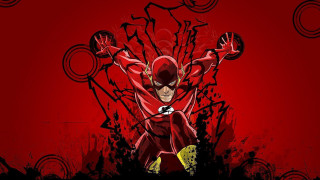 Man red costume red background - yellow background free wallpaper