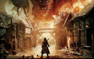 Man dragon street fire sky - weta digital free wallpaper