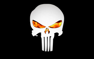White skull orange eyes black - christopher perkins free wallpaper