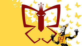 Cartoon crown yellow butterflies symmetry - perfect symmetry free wallpaper