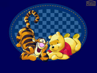 Winnie pooh tigger checkered blue - a blue circle free wallpaper