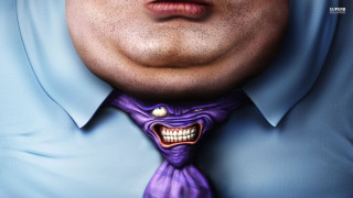 Man purple tie creepy face 2 - a button free wallpaper