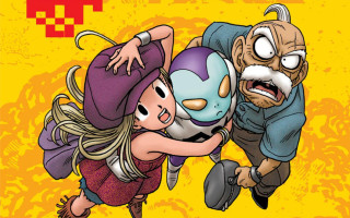 Cartoon woman dragged man helmet - a mask free wallpaper