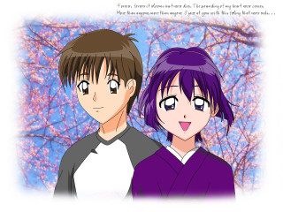 Anime couple tree pink flowers - pink flower free wallpaper