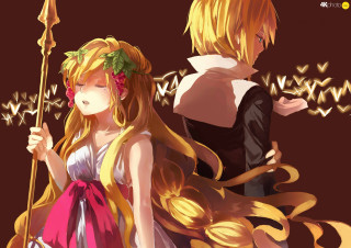 Anime couple wand flower hair - a wand free wallpaper