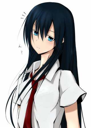 Woman long black hair white 5 - red tie free wallpaper for mobile