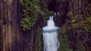 Waterfall green trees rocks woods - a waterfall free wallpaper