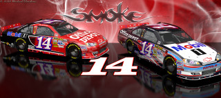 Two cars smoke red background - number free wallpaper