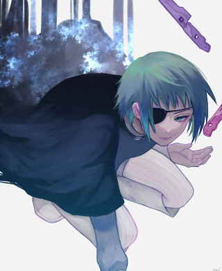 Cartoon character knife city skyscrapers - tarot card free wallpaper