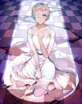 Woman sitting floor light dress - orphism free wallpaper for mobile