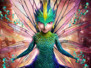 Woman green purple costume butterfly - her body free wallpaper