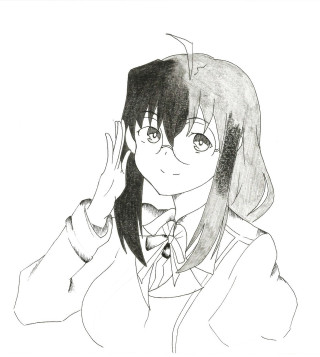 Girl long hair glasses drawing - computer art free wallpaper for tablet