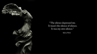 Statue with quote on it - free dark wallpaper for desktop