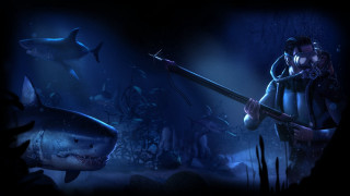 Man guitar dark cave shark - league of legends free wallpaper