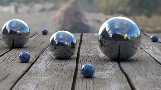 Shiny balls wooden table group - a group free wallpaper