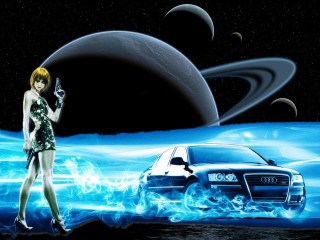 Woman dress car planet black - sci fi fantasy free wallpaper