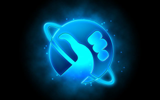 Blue glowing logo black background - the bottom of the logo free wallpaper