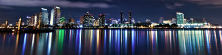 City skyline reflection night blue 3 - blue sky free wallpaper for desktop