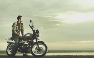 Man motorcycle beach cloudy sky - amir zand free wallpaper
