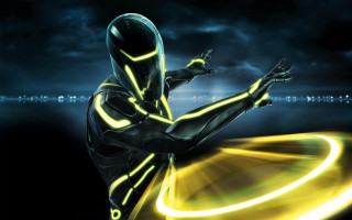 Futuristic man dancing light up - motion free wallpaper for desktop