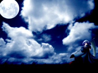 Woman sword full moon clouds - a full moon behind her free wallpaper