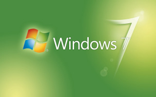 Green background windows7 logo left - the window 7 logo free wallpaper