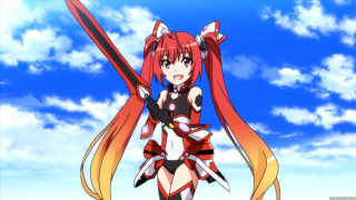 Anime girl red hair sword 9 - long red hair holding free wallpaper