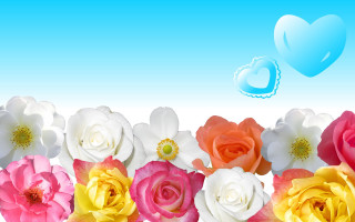 Heart shaped cloud flower bouquet - a group of flowers free wallpaper