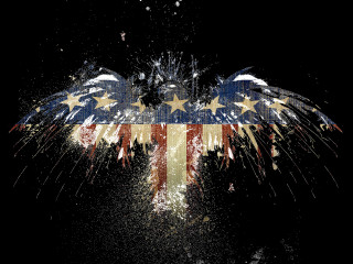 Patriotic eagle stars stripes fireworks - digital art free wallpaper