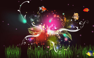 Colorful flower bubbles fish water - a colorful flower free wallpaper