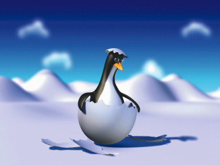 Penguin egg shell snow mountains 2 - a penguin free wallpaper