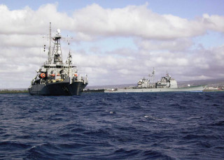 Two ships cloudy sky water - douglas robertson bisset free wallpaper