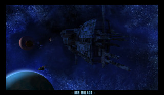 Space station blue planet satellite - a distant planet in the foreground free wallpaper