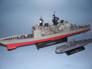 Battleship submarine blue background black - 3 d model free wallpaper