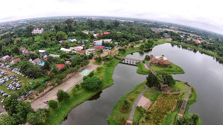 Lake city bridge aerial nature - a bridge in the middle of it free wallpaper
