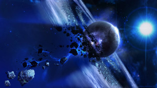 Space scene planet star background - a planet and a star in the background free wallpaper