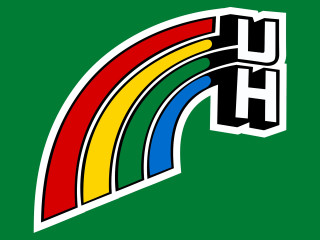 Rainbow uh green outline bauhaus - the word free wallpaper
