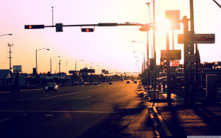 Street traffic light cars sunset - the horizon free wallpaper
