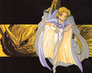 Woman white dress sword dragon 2 - a long tail free wallpaper