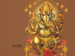 Golden ganesha red bow table - a red bow free wallpaper for desktop