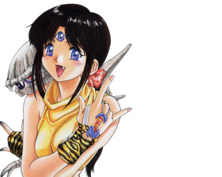 Woman knife bird yellow shirt - her shoulder free wallpaper